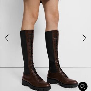 Theory Laced Lug Boot in Leather - combat boot